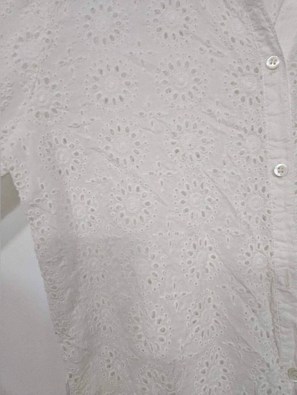 Johnny Was White Eyelet Long Button-Up Dress
